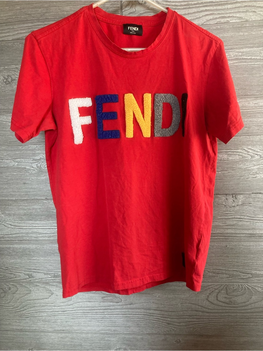 Fendi Kids Red Logo Short Sleeve Tee